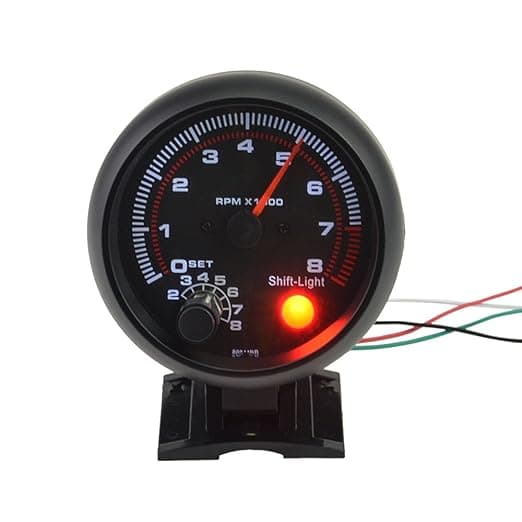 3,75\" Universal Black Car Tachometer with White Shift Light 0-8000 RPM