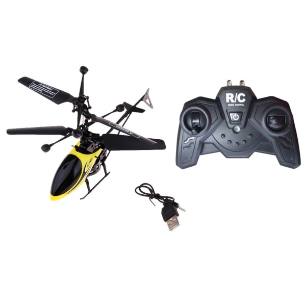 2-kanals Modell Hajstil Fjärrstyrd Helikopter med LED-lampor Gul