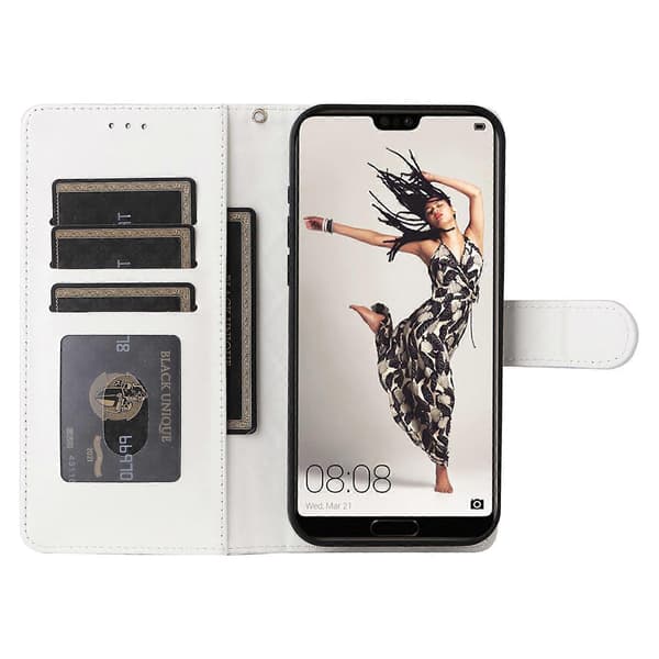 [RM] Læder Flip-etui til Huawei P20 Pro White