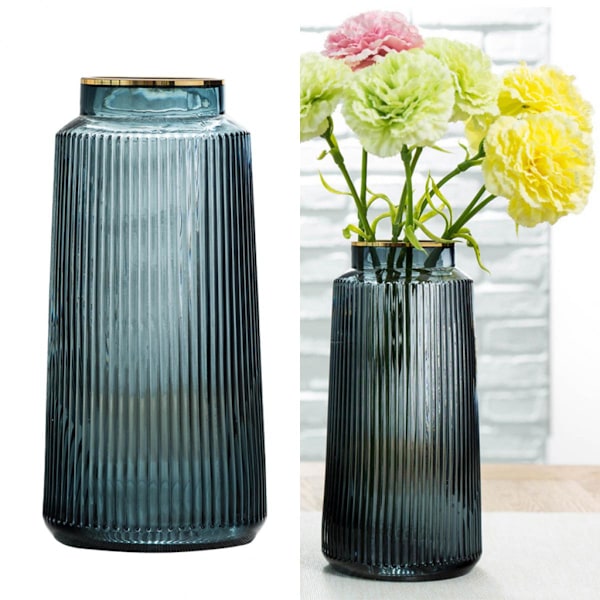Glasvas Blomsterdisplay Bordsdekoration Hydroponiska Vaser Blå 25cm