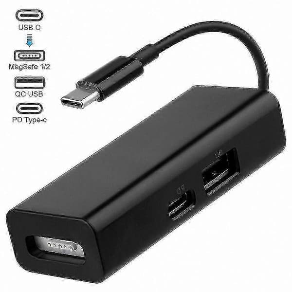USB-C–MagSafe 1/2 -adapteri Type-C-portilla kannettaville tietokoneille Black