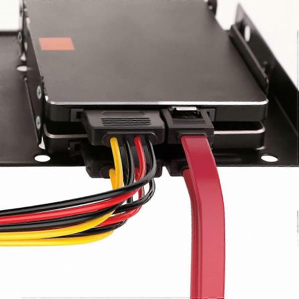 2,5 til 3,5 tommer HDD SSD metalmonteringsbeslagadapter med SATA-strømkabel black  red