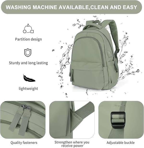 [RM]New Laptop Backpack, Waterproof Laptop Backpack with 17 Inch School Bag with USB Charging green