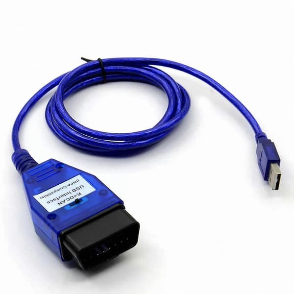 USB-diagnosegrænseflade med FT232RQ-chip, blå kontakt til K+CAN-kommunikationsadapter blue