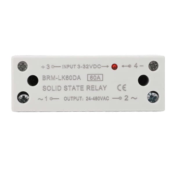 DC til AC 60A Enfaset Solid State Relæ SSR Modul med Køleplade, 3 - 32VDC Indgang, 24 - 480VAC Udgang