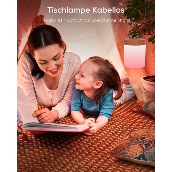 Sett med 2 trådløse touch-sengelamper, 256 RGB-farger, 3 moduser, brun, for soverom og stue, bordlampe