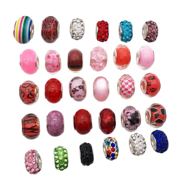 30 stycken färgglada regnbågssträngpärlor DIY för kreativa smycken, färgglada
