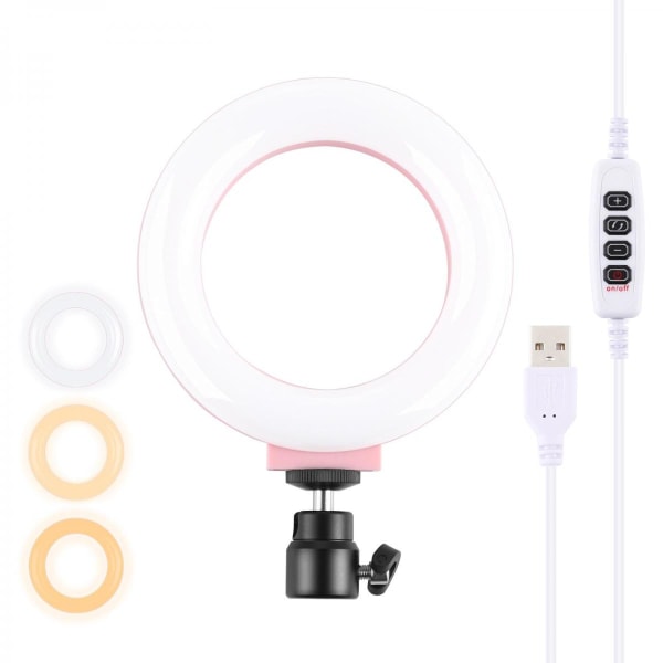 Selfie Ring Light med Tre Färgtemperaturer, USB-driven för Video Vlogging, 4.7 Tum Ring Light
