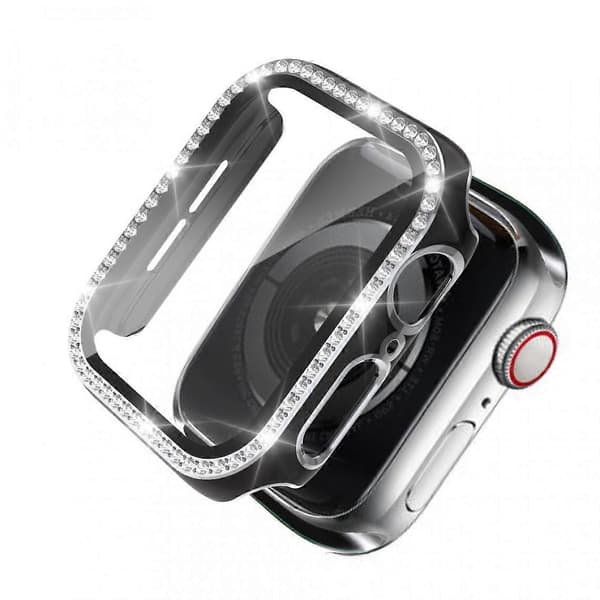 Sort / sølv tofarvet galvanisering krystal TPU-etui til Apple Watch 1/2/3 38mm