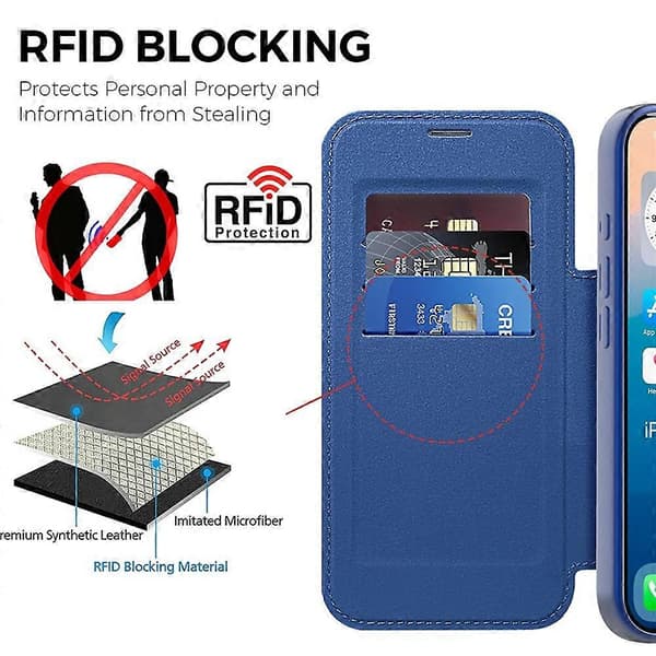 [RM] Kompatibelt etui til iPhone 17 Pro Max, kompatibelt med MagSafe, rombeformet PU-lædercover Azure