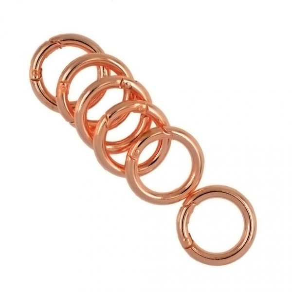 Set med 6 runda karbinhakar i legering för axelväska handväska - Roséguld