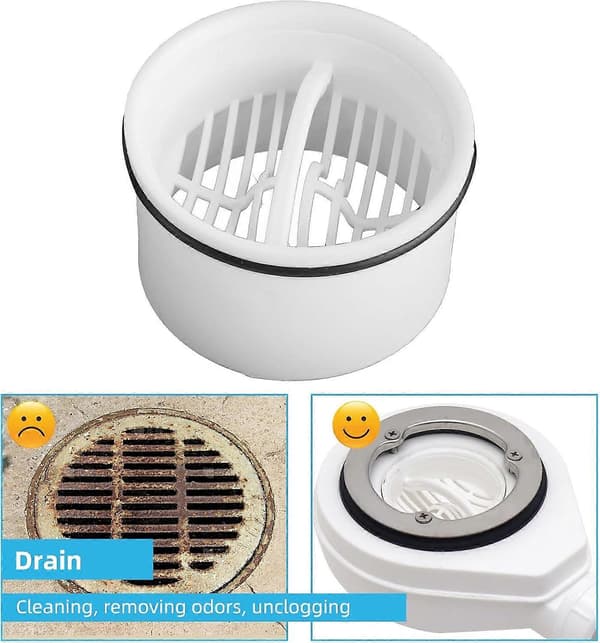 3 st hårfilter + duschavloppsslang - och hårfångare, 7*4,3 cm, vit, plastmaterial