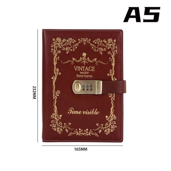 A5 Simple Artistic Retro Handbook Password Book Diary Notebook Blue blue