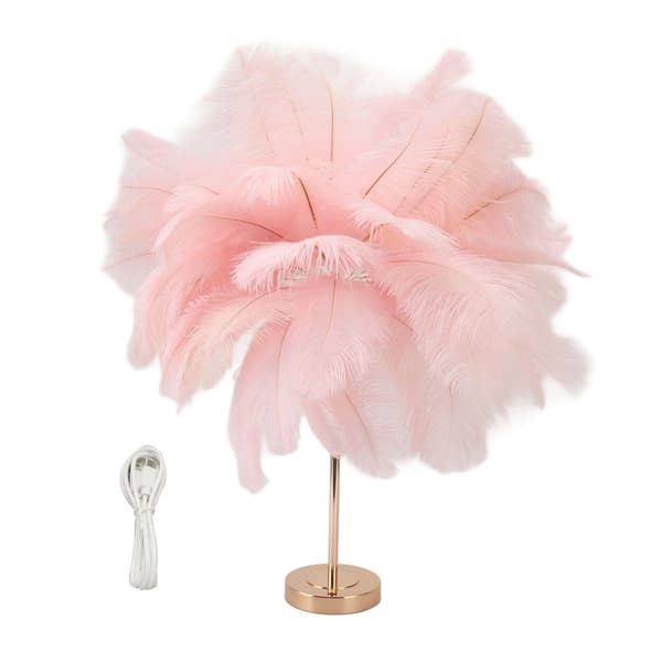 [RM]Romantic USB Powered Feather Table Lamp, 3-Color, Dimmable KLB