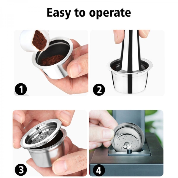Påfyllningsbara kaffekapslar i rostfritt stål med återanvändbart filter, för ALDI Expressi K-avgift, med pod med skopamper