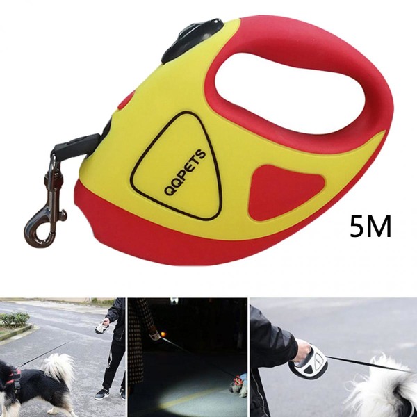 Automatisk infällbar infällbar hundkoppel Walking Collar Ficklampa Yellow_16ft