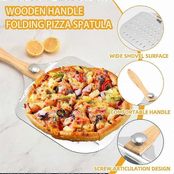 Pizzaspade i rustfrit stål med non-stick perforeret design Multifunktionel ovnbageskovl Silver