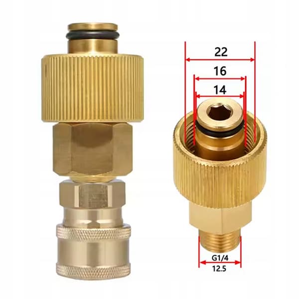 JetLink EasyLock TR22 ProConnect Adapter – Messing | Hurtigkobling 1/4 Tomme | Reservedel for Karcher HD HDS
