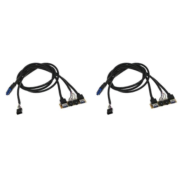 2 stk 60 cm frontpanel USB3.0+USB3.0 høyoppløselig lydkontaktport I/O-kort intern kabelhub