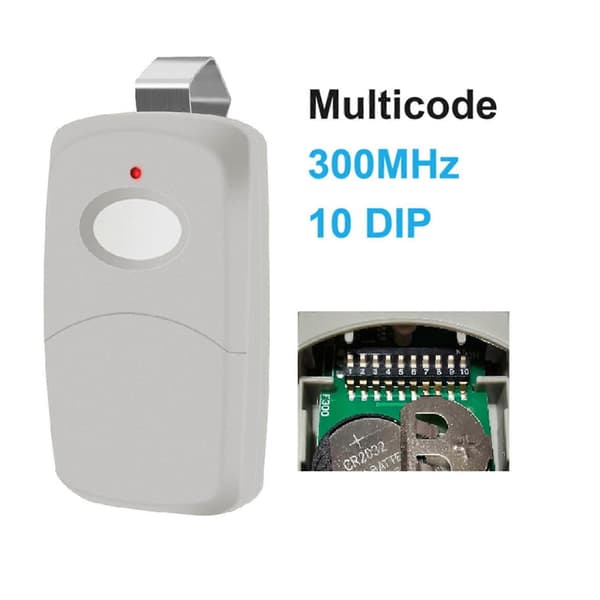 [RM]4 stk 1-kanals portåpnerfjernkontroll for Multi Code 308911 Linear MCS308911 300MHz garasjeportåpnerfjernkontroll Gray white