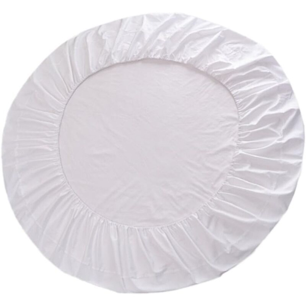 [RM]Round fitted sheet in cotton, Round fitted sheet - white