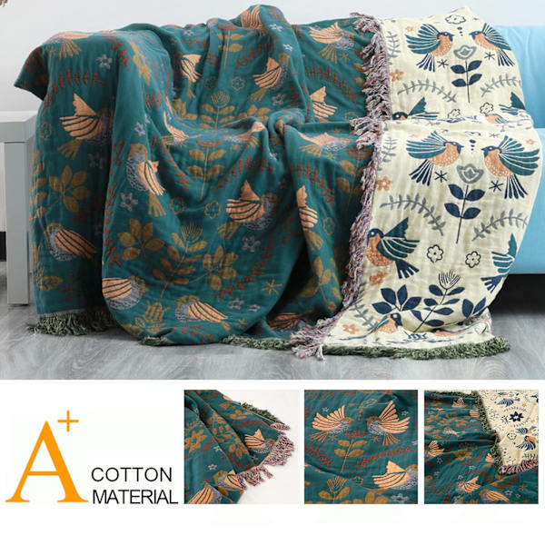 [RM]Cotton blanket woven pattern, throw with fringes boho bedspread 230*250cm