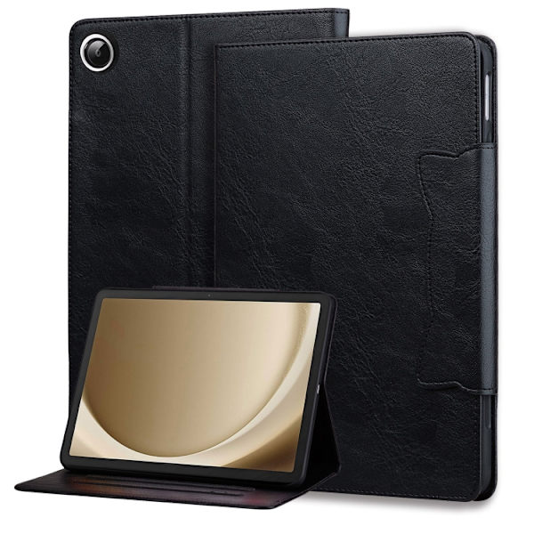 [RM]Samsung Galaxy Tab A9+ / A11+ Kattspänne Läderfodral Svart
