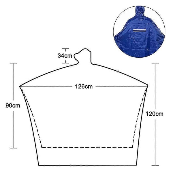 Vattentät regnponcho Cykel Regnkappor Lättvikts Återanvändbar Royal blue