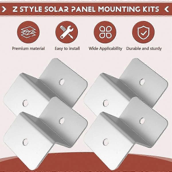 8-pakning Z-stil solcellepanelbraketter i aluminiumslegering for takmontering og installasjon av solcelleanlegg i campingvogner Silver