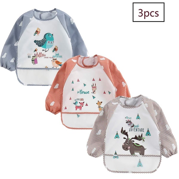 2 st Babyhaklappar med Lång Ärm Vattentät Ärmhaklapp Set Unisex