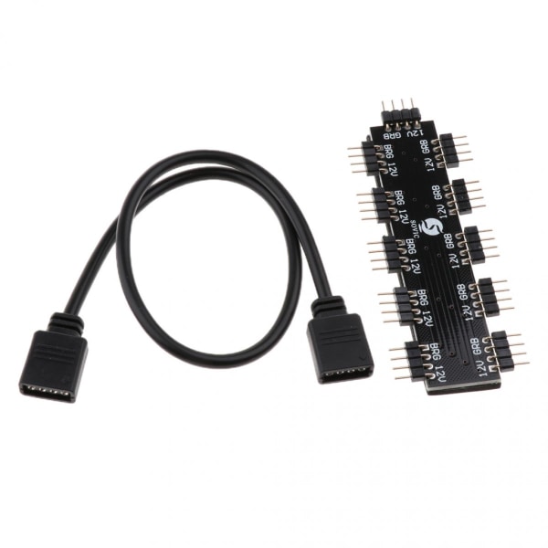 2 stycken 4-pin 12V RGB Moderkortsfläkthubb Splitter Controller för PC Dator