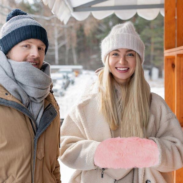 [RM]Vinter Supervarm Muffe Håndvarmer for Damer Vaaleanpunainen 35X20CM