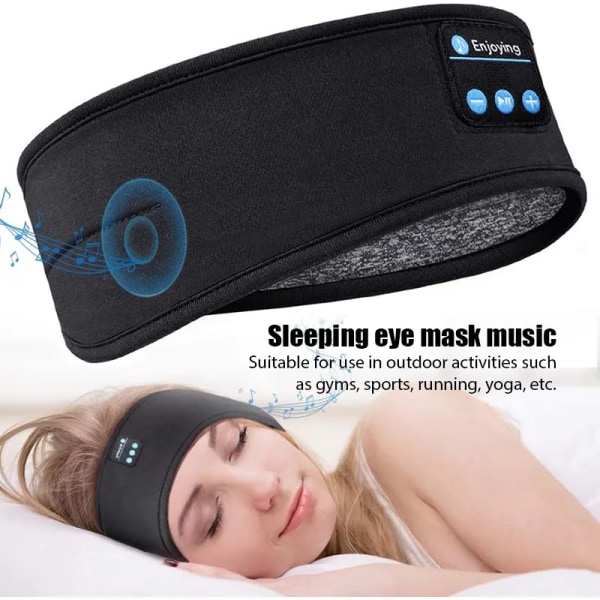 Trådlöst Bluetooth Headset Elastiskt Sportpannband Över Musik Sovmask Trådlös Gray