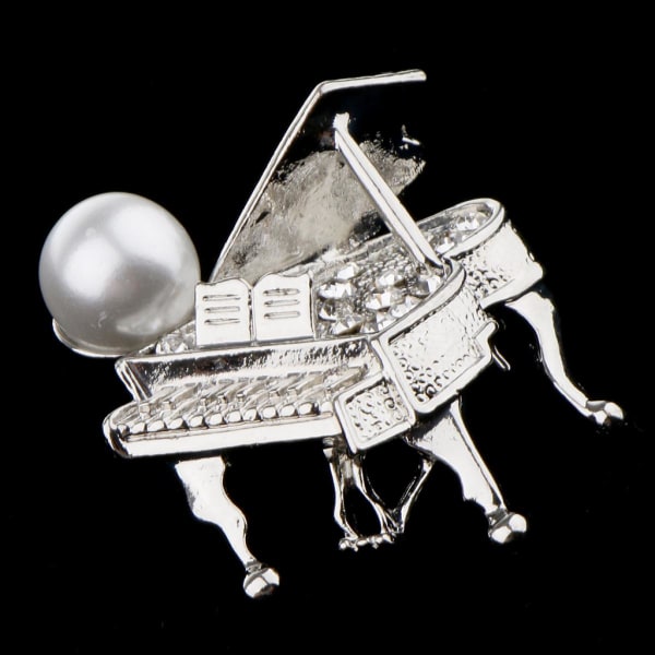 chic strass musik piano broscher lapel pin silver bröllop smycken