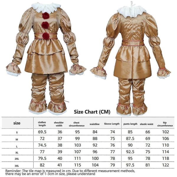 [RM] Halloween Klovnekostume Makeup Cosplay It Filmen Pennywise Deluxe Kostumer til voksne S
