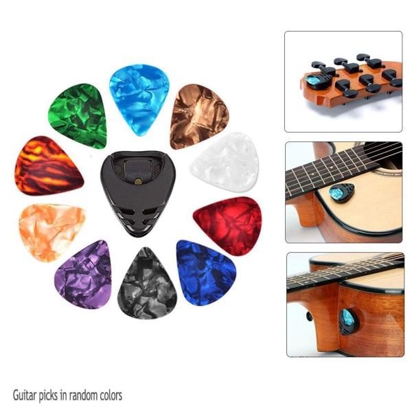 10 st Guitar Picks Hållare Set för akustisk elgitarr bas Ukulele Stick-on hållare (slumpmässig färg)