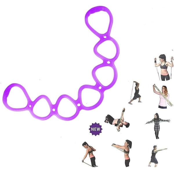 Bärbart 7-ringars stretch- och motståndsträningsband | Rygg, fot, ben, handbår, armtränare| För träning i hemmet eller fitness , fysisk Th Purple