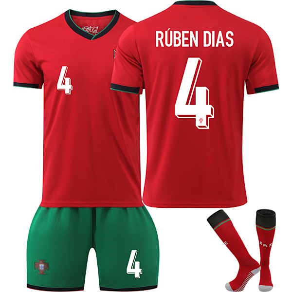 2425 UGUA Euro Portugal Nr. 4 RUBEN DIAS Fodboldtrøjesæt Nr. 4 RUBEN DIAS Nr. 4 RUBEN DIAS No.4 RUBEN DIAS L