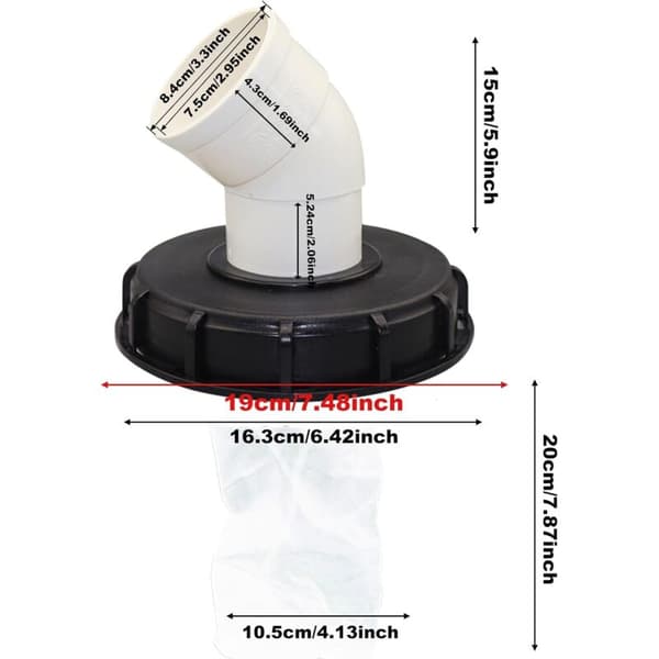 45° IBC Vattenfilter med Lock, 163mm Nylon Regnvattenfilter, Tvättbart, Kompatibelt med IBC Vattentank DN 150[RM]
