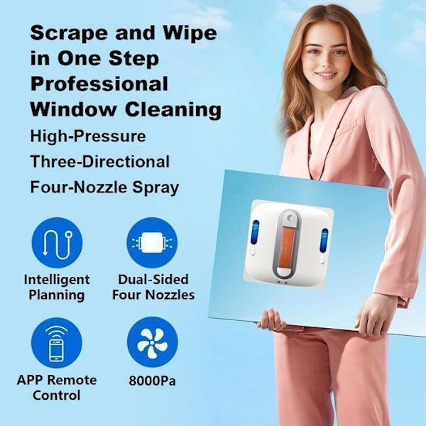 [RM]Robot Window Cleaner - LIECTROUX - S11 - 4-Way Spray - Glass Detection - Bluetooth Control