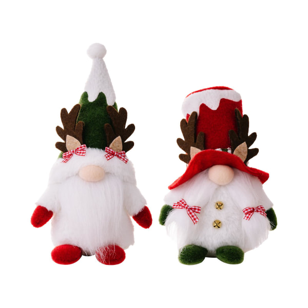 Jul Rudolph Doll, Juldekoration Ansiktslös docka Elf Gnome Påsk Gnome Ornament 2Pcs