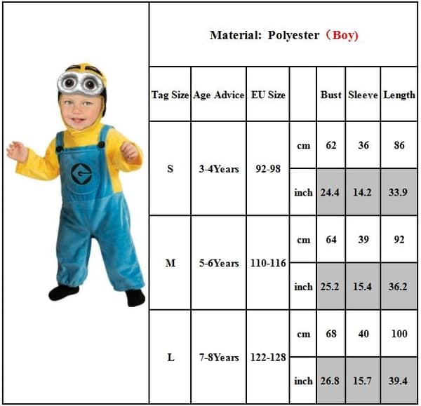 [RM] Minioner Kostyme Cosplay Grusomme Meg Gutter Jenter Klær Gutter Boys M