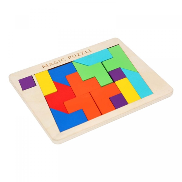 Trä Tangram Pussel Montessori Leksaker för Barn