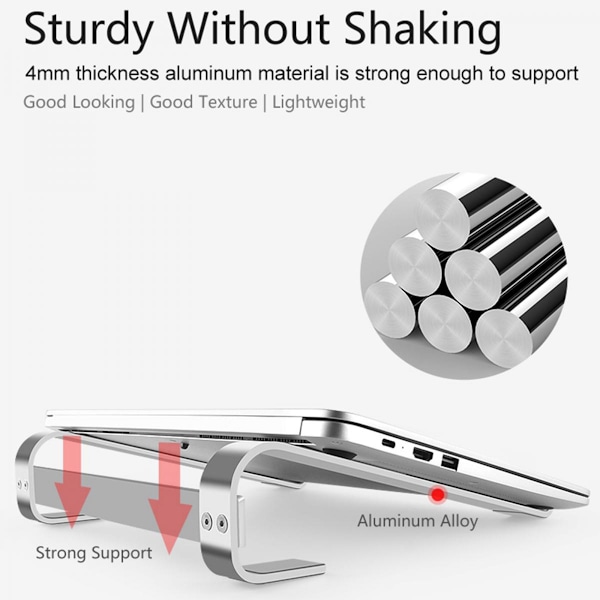 Bordsställ för bärbar dator Ergonomiskt datorställ 10-18 tum Silver