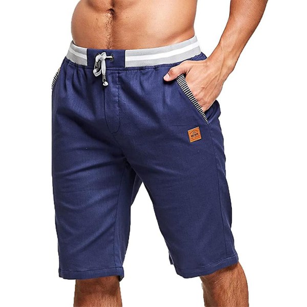 Herrshorts Casual Classic Fit Sommarstrandshorts med dragsko med resår i midjan och fickor Strandshorts för män L