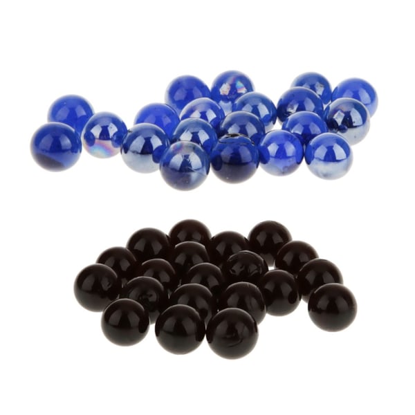 40-pack 16 mm blandade glaskulor Traditionell leksak svart/blå