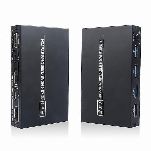 2-ports HDMI USB KVM-switch med 2K og 4K HD-understøttelse til dobbelte værter black