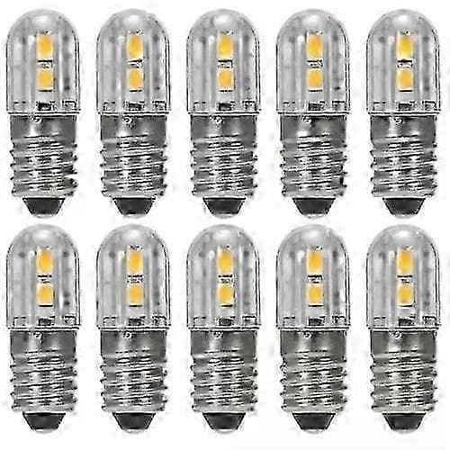 E10 6V AC DC 2W LED skruebasepære lyskilde lampe lyspære 10pcs-Warm White