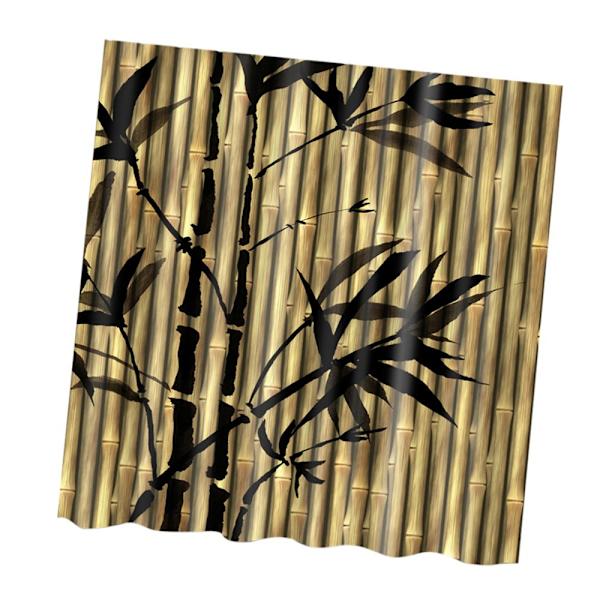 Polyester duschdraperi med krokar set bambu badrumsinredning