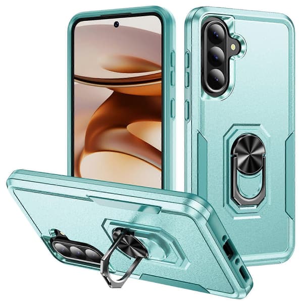 For Samsung Galaxy A36 5G deksel militær grad ringstøtte PC+TPU telefondeksel Multicolor Green